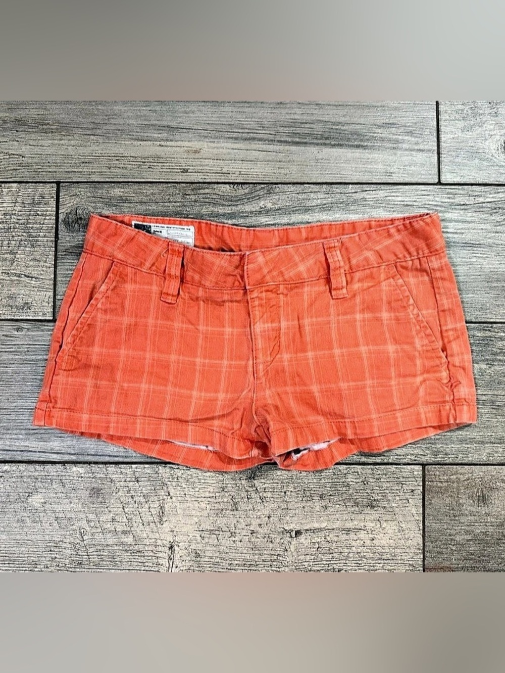 Hurley Coral Lowrise Plaid Shorts